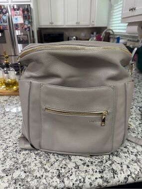 Fawn Design Light Grey Leather Backpack